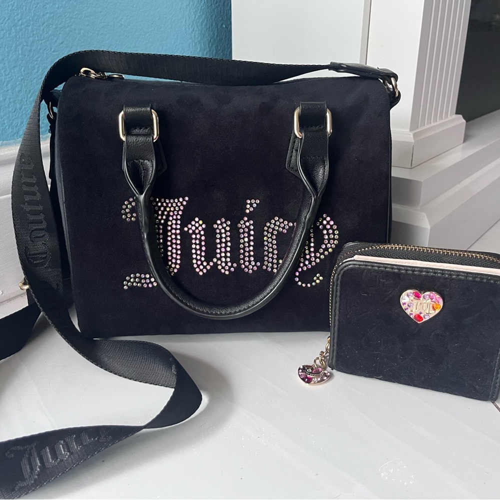 Juicy Couture Black Shoulder Bag and wallet bundle